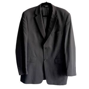 ALFRED SUNG Black Pinstripe Wool Blazer 42L